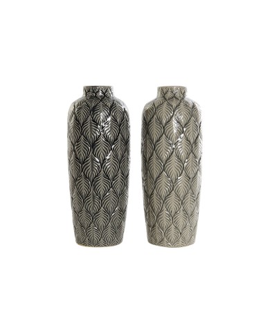 Vaso DKD Home Decor Verde Grigio Porcellana Orientale 16 x 16 x 40 cm (2 Unità) Vaso DKD Home Decor Verde Grigio Porcellana Orientale 16 x 16 x 40 cm (2 Unità)