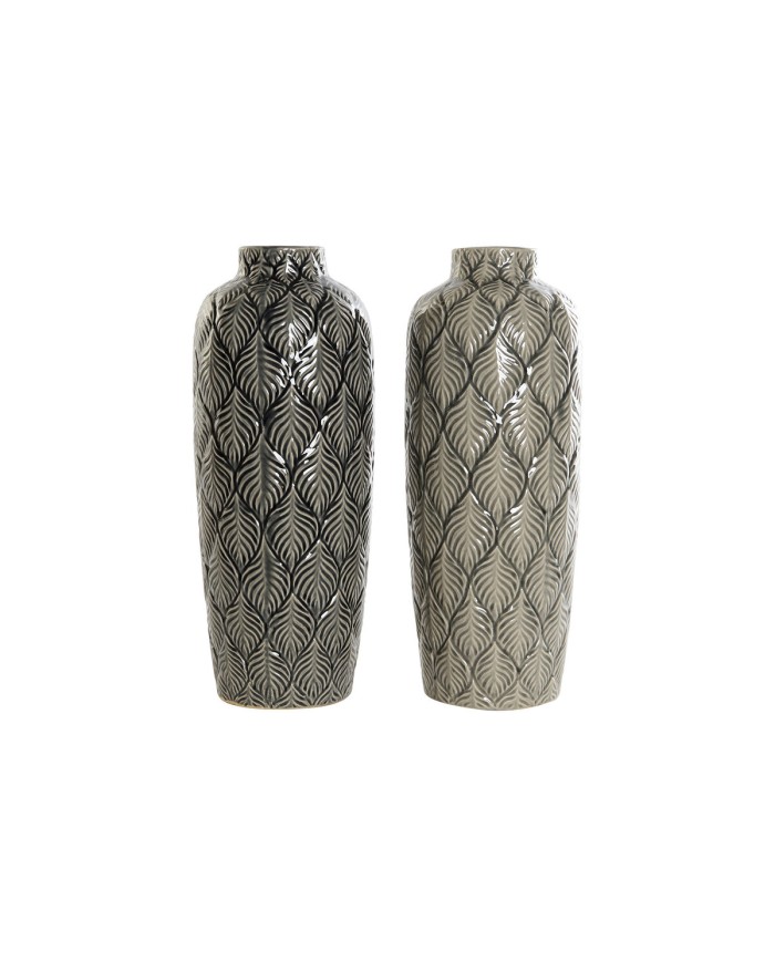 Vaso DKD Home Decor Verde Grigio Porcellana Orientale 16 x 16 x 40 cm (2 Unità) Vaso DKD Home Decor Verde Grigio Porcellana Orientale 16 x 16 x 40 cm (2 Unità)