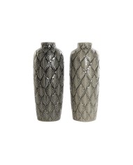 Vaso Home ESPRIT Bianco Beige Gres 33 x 15 x 34 cm (2 Unità) Vaso Home ESPRIT Bianco Beige Gres 33 x 15 x 34 cm (2 Unità)