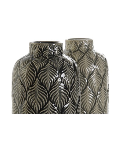 Vaso DKD Home Decor Verde Grigio Porcellana Orientale 16 x 16 x 40 cm (2 Unità) Vaso DKD Home Decor Verde Grigio Porcellana Orientale 16 x 16 x 40 cm (2 Unità)