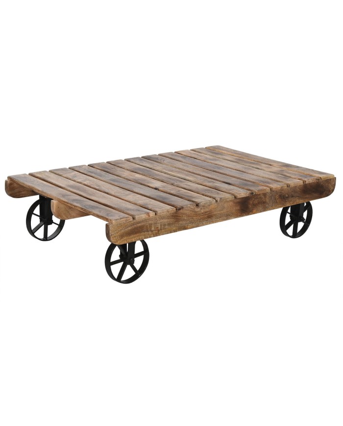 Tavolino da Caffè Home ESPRIT Nero Naturale Metallo Legno di mango 130 x 80 x 32 cm