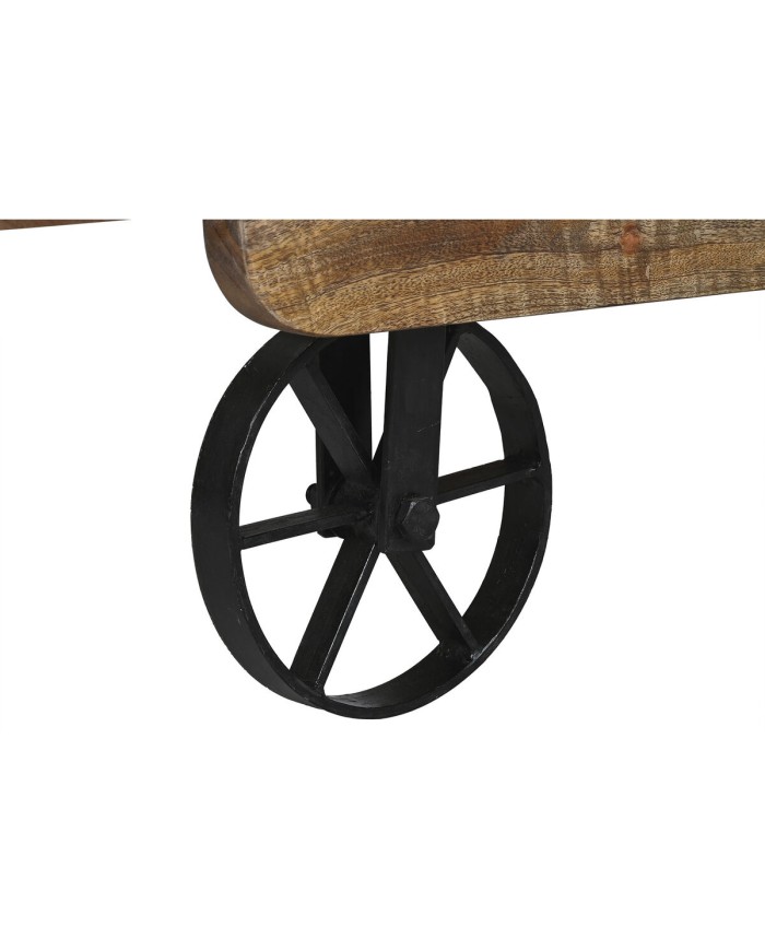 Tavolino da Caffè Home ESPRIT Nero Naturale Metallo Legno di mango 130 x 80 x 32 cm