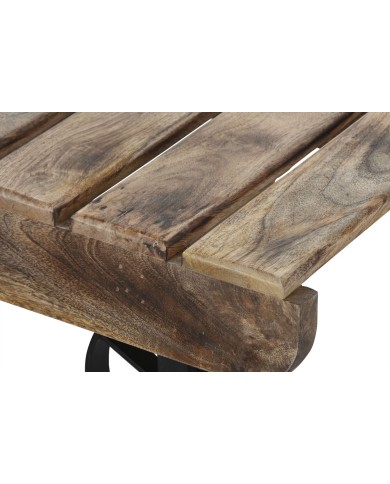 Tavolino da Caffè Home ESPRIT Nero Naturale Metallo Legno di mango 130 x 80 x 32 cm