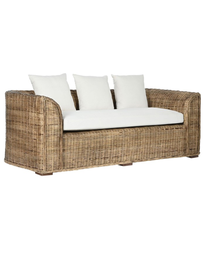 Divano da Giardino Home ESPRIT Bianco Marrone Naturale Rattan 174 x 88 x 69 cm Divano da Giardino Home ESPRIT Bianco Marrone Naturale Rattan 174 x 88 x 69 cm