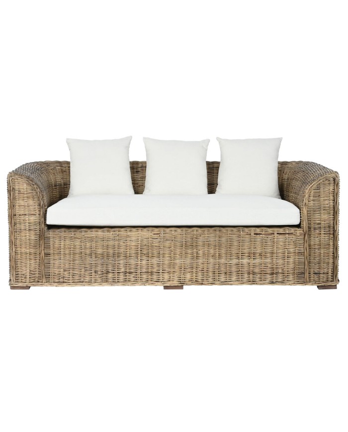 Divano da Giardino Home ESPRIT Bianco Marrone Naturale Rattan 174 x 88 x 69 cm Divano da Giardino Home ESPRIT Bianco Marrone Naturale Rattan 174 x 88 x 69 cm
