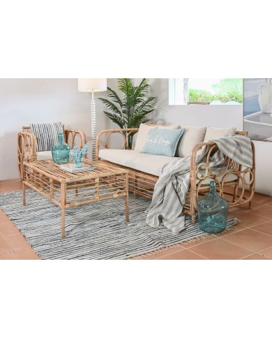 Divano Home ESPRIT Bianco Naturale 192 x 72 x 75 cm