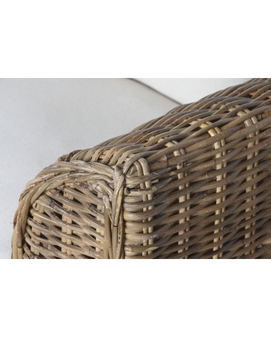 Divano da Giardino Home ESPRIT Bianco Marrone Naturale Rattan 174 x 88 x 69 cm Divano da Giardino Home ESPRIT Bianco Marrone Naturale Rattan 174 x 88 x 69 cm
