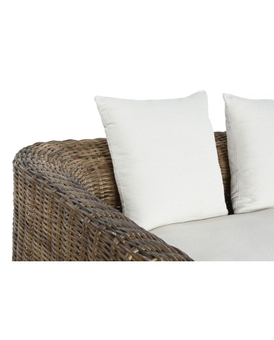 Divano da Giardino Home ESPRIT Bianco Marrone Naturale Rattan 174 x 88 x 69 cm Divano da Giardino Home ESPRIT Bianco Marrone Naturale Rattan 174 x 88 x 69 cm