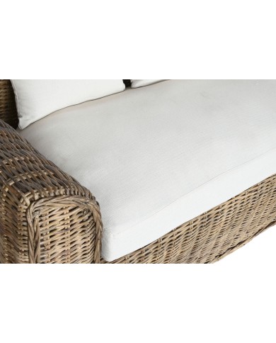 Divano da Giardino Home ESPRIT Bianco Marrone Naturale Rattan 174 x 88 x 69 cm Divano da Giardino Home ESPRIT Bianco Marrone Naturale Rattan 174 x 88 x 69 cm