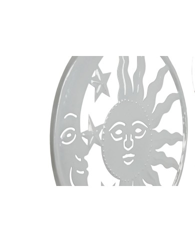 Decorazione pensile Home ESPRIT Azzurro Bianco Grigio Rosa Ferro Luna Sole 33 x 1 x 77 cm (4 Unità)