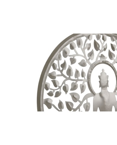 Decorazione pensile Home ESPRIT Azzurro Bianco Grigio Rosa Ferro Albero Buddha Orientale 33 x 1 x 77 cm (4 Unità)