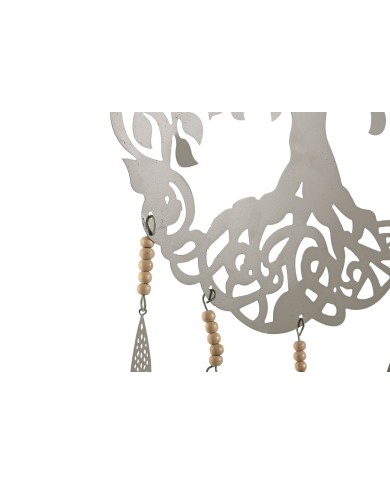 Decorazione pensile Home ESPRIT Azzurro Bianco Grigio Rosa Ferro Albero 33 x 1 x 77 cm (4 Unità)