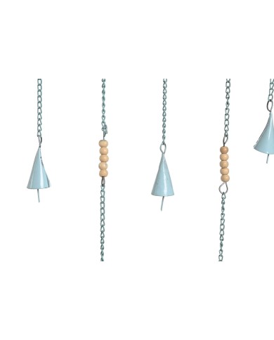 Decorazione pensile Home ESPRIT Azzurro Bianco Grigio Rosa Ferro Orientale Loto Organica (4 Unità)