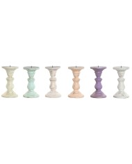 Candelabro Home ESPRIT Metallo Legno di mango Shabby Chic 12 x 12 x 34 cm