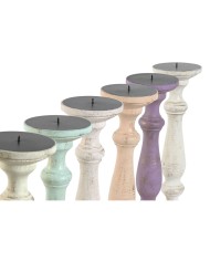 Candelabro Home ESPRIT Metallo Legno di mango Shabby Chic 12 x 12 x 34 cm