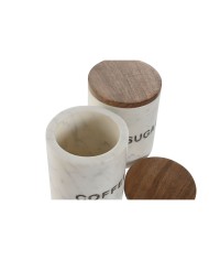 Barattolo Home ESPRIT Bianco Marrone Marmo Legno di mango (2 Unità)