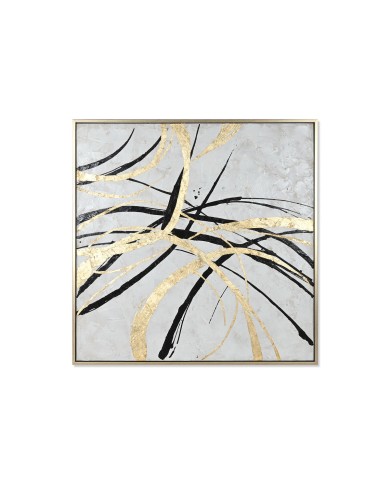 Quadro Home ESPRIT Bianco Dorato Astratto Moderno 131 x 4 x 131 cm