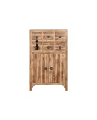 Cassettiera Home ESPRIT Nero Naturale Abete Legno MDF Orientale 63 x 27 x 101 cm