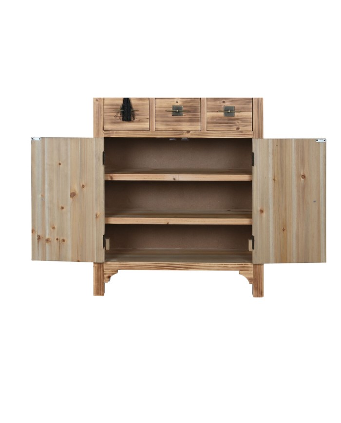 Cassettiera Home ESPRIT Nero Naturale Abete Legno MDF Orientale 63 x 27 x 101 cm