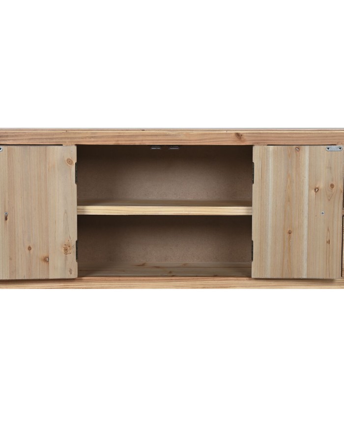 Mobile TV Home ESPRIT Nero Naturale Abete Legno MDF 130 x 24 x 51 cm