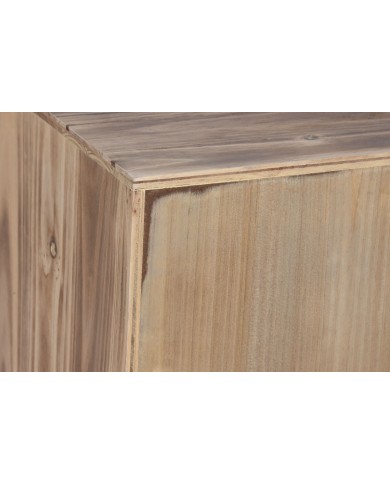 Comodino Home ESPRIT Nero Naturale Legno di abete Legno MDF 45 x 34 x 66 cm