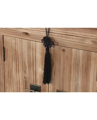 Comodino Home ESPRIT Nero Naturale Legno di abete Legno MDF 45 x 34 x 66 cm