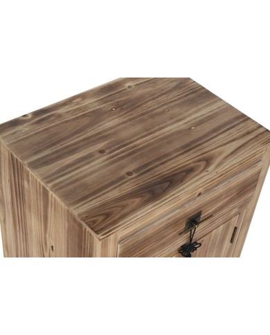 Comodino Home ESPRIT Nero Naturale Legno di abete Legno MDF 45 x 34 x 66 cm