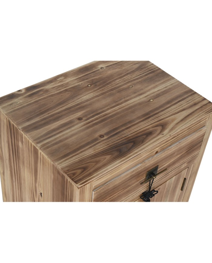 Comodino Home ESPRIT Nero Naturale Legno di abete Legno MDF 45 x 34 x 66 cm Comodino Home ESPRIT Nero Naturale Legno di abete Legno MDF 45 x 34 x 66 cm