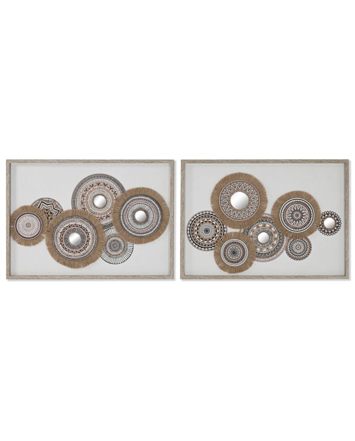 Tela Home ESPRIT Bianco Naturale Boho 70 x 3 x 50 cm (2 Unità) Tela Home ESPRIT Bianco Naturale Boho 70 x 3 x 50 cm (2 Unità)