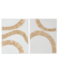 Tela Home ESPRIT Bianco Naturale Boho 80 x 4 x 100 cm (2 Unità)