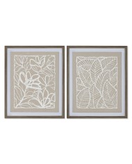 Tela Home ESPRIT Bianco Naturale Boho 80 x 4 x 100 cm (2 Unità)