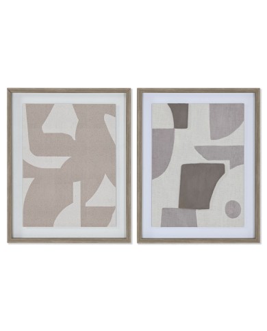 Tela Home ESPRIT Beige Grigio Astratto Moderno 40 x 3 x 50 cm (2 Unità)