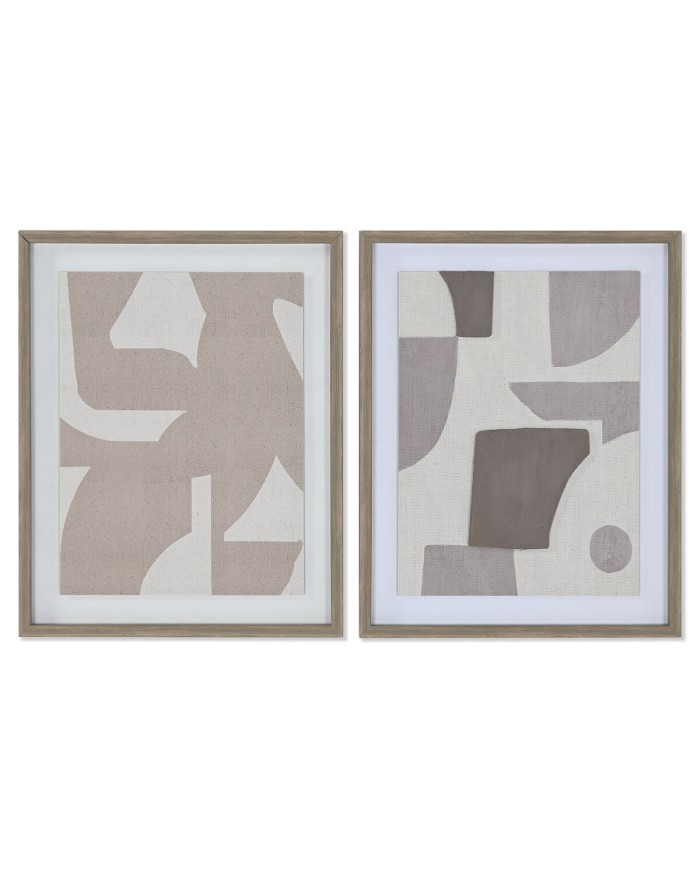 Tela Home ESPRIT Beige Grigio Astratto Moderno 40 x 3 x 50 cm (2 Unità)