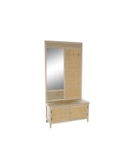 Appendiabiti con specchio Home ESPRIT Naturale Rattan Legno di paulownia Specchio 92 x 40 x 181 cm