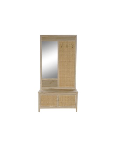 Appendiabiti con specchio Home ESPRIT Naturale Rattan Legno di paulownia Specchio 92 x 40 x 181 cm Appendiabiti con specchio Home ESPRIT Naturale Rattan Legno di paulownia Specchio 92 x 40 x 181 cm