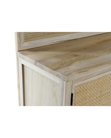 Appendiabiti con specchio Home ESPRIT Naturale Rattan Legno di paulownia Specchio 92 x 40 x 181 cm