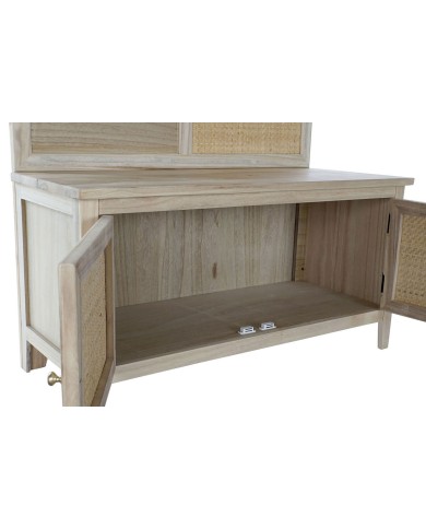 Appendiabiti con specchio Home ESPRIT Naturale Rattan Legno di paulownia Specchio 92 x 40 x 181 cm