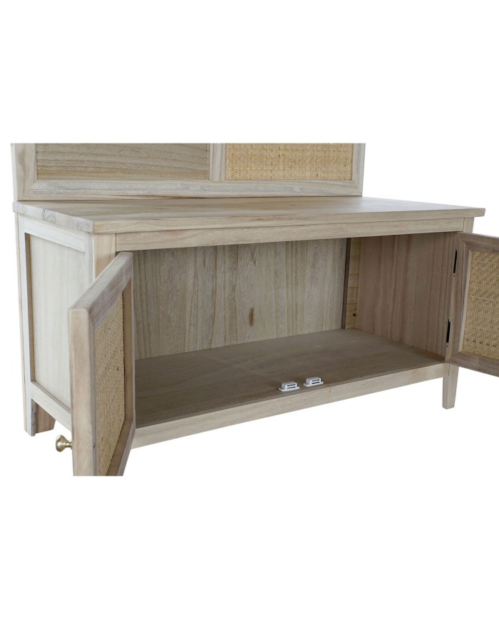 Appendiabiti con specchio Home ESPRIT Naturale Rattan Legno di paulownia Specchio 92 x 40 x 181 cm