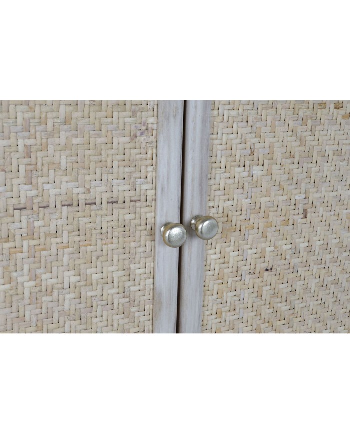 Appendiabiti con specchio Home ESPRIT Naturale Rattan Legno di paulownia Specchio 92 x 40 x 181 cm