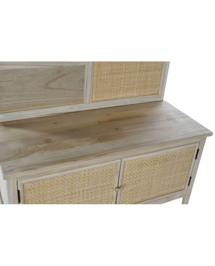 Appendiabiti con specchio Home ESPRIT Naturale Rattan Legno di paulownia Specchio 92 x 40 x 181 cm