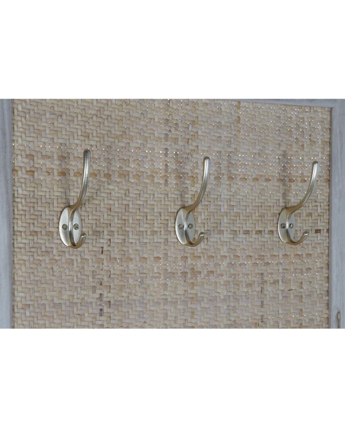 Appendiabiti con specchio Home ESPRIT Naturale Rattan Legno di paulownia Specchio 92 x 40 x 181 cm