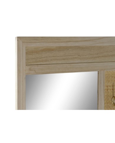 Appendiabiti con specchio Home ESPRIT Naturale Rattan Legno di paulownia Specchio 92 x 40 x 181 cm