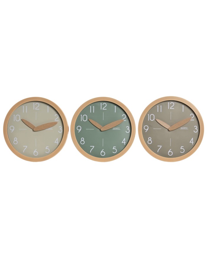 Orologio da Parete Home ESPRIT Marrone Verde Grigio polistirene 30 x 4 x 30 cm (3 Unità)