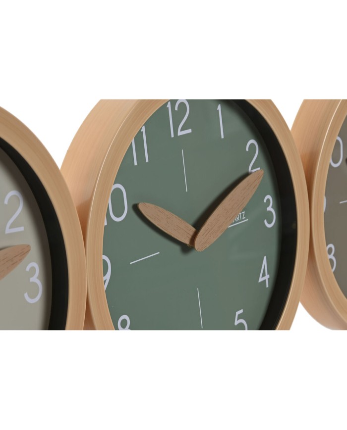 Orologio da Parete Home ESPRIT Marrone Verde Grigio polistirene 30 x 4 x 30 cm (3 Unità)