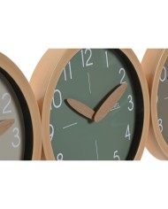 Orologio da Parete Home ESPRIT Marrone Verde Grigio polistirene 30 x 4 x 30 cm (3 Unità)