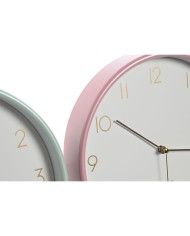 Orologio da Parete Home ESPRIT Corallo Menta Lilla PVC 25,5 x 4,3 x 25,5 cm (3 Unità)
