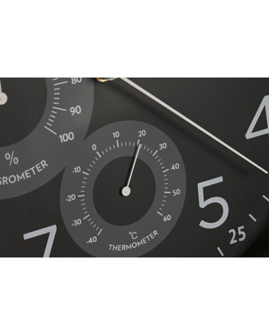 Orologio da Parete Home ESPRIT Nero Grigio PVC 30 x 4,7 x 30 cm (2 Unità)