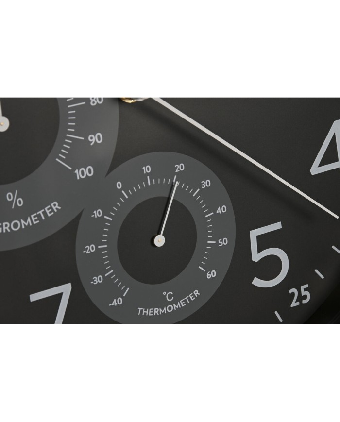 Orologio da Parete Home ESPRIT Nero Grigio PVC 30 x 4,7 x 30 cm (2 Unità)