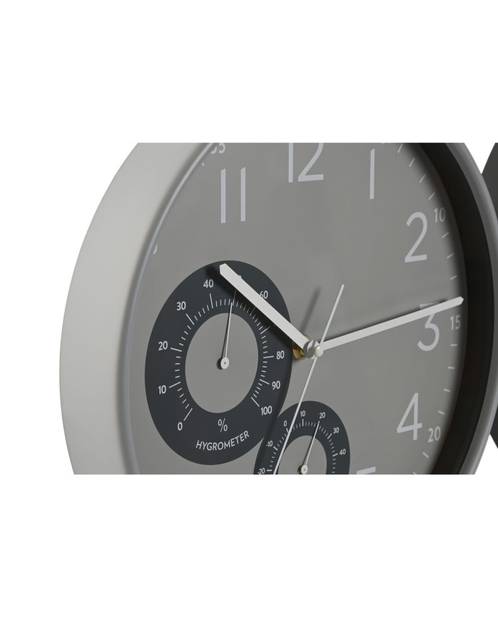 Orologio da Parete Home ESPRIT Nero Grigio PVC 30 x 4,7 x 30 cm (2 Unità)