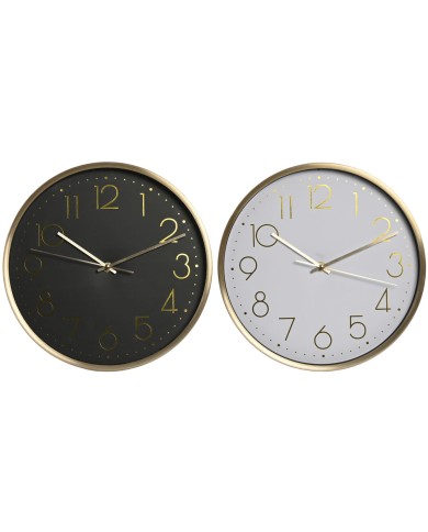 Orologio da Parete Home ESPRIT Bianco Nero Alluminio 30 x 4,3 x 30 cm (2 Unità)